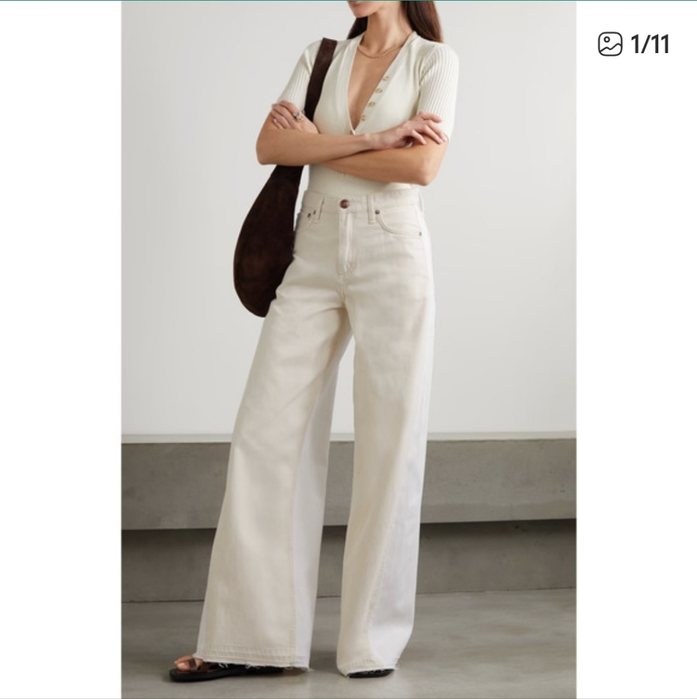 rag & bone Cream Wide-Leg Jeans